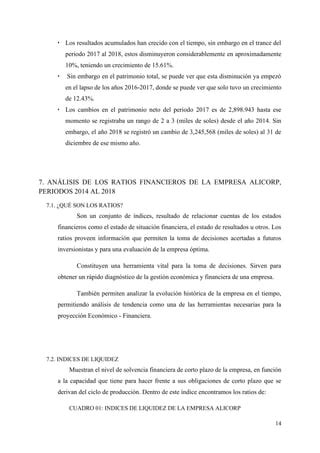 Analisis De Los Estados Financieros De La Empresa Alicorp Periodo