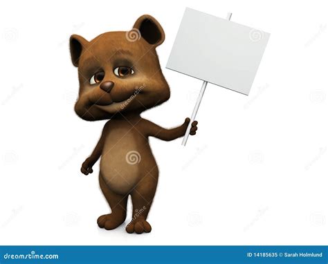 Cute Cartoon Bear Holding Blank Sign Stock Illustration Illustration