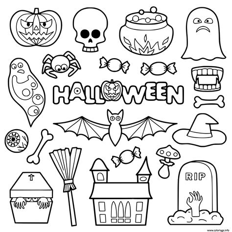 Coloriage halloween objets pour enfants - JeColorie.com