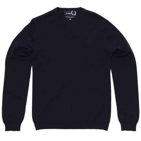 Raf Simons X Fred Perry V Neck Sweater Navy End