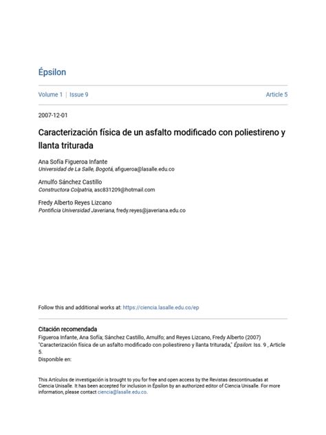 Plantilla De Articulo Cientifico Pdf Poliestireno Cemento