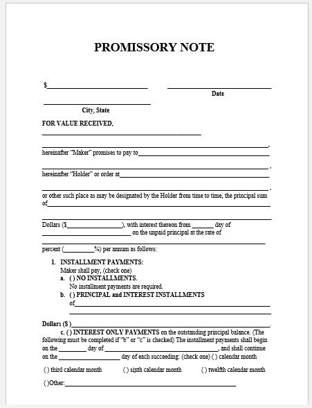 Promissory Note Templates My Word Templates