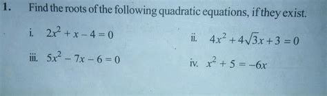 Find The Roots Of The Following Quadratic Equations I 2x 2 5√ 3