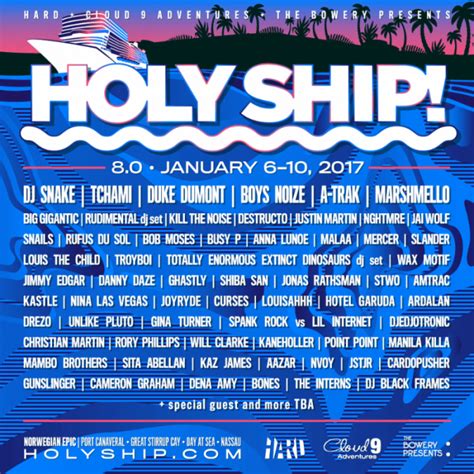 HOLY SHIP Announces Biggest Lineup To Date For 2017