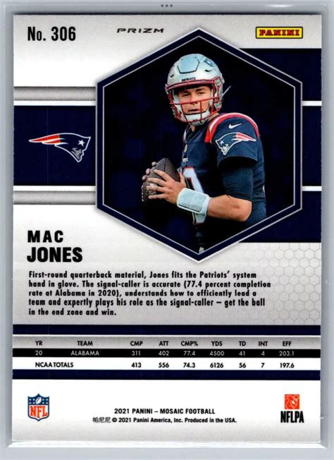 Panini Mosaic Mac Jones Green Mosaic Prizm Rookie Rc Patriots