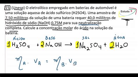 Calculando A Concentração De Um ácido Pela Reação De Neutralização