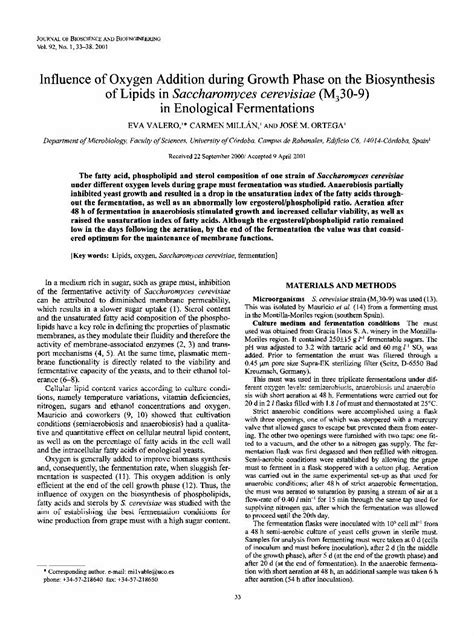 PDF Influence Of Oxygen Addition During Growth Phase On The