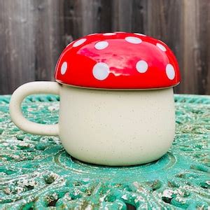 Red Mushroom Mug With Lid Coffee Mug Tea Mug Cute Mug Etsy Uk