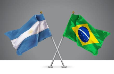 Ilustra O D De Duas Bandeiras Cruzadas Da Argentina E Do Brasil