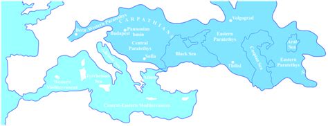 Outline of the Paratethys-Mediterranean region during Late Miocene ...