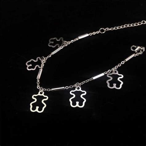 Itgirl Shop Aesthetic Clothing Thin Chain Silver Bear Butterfly