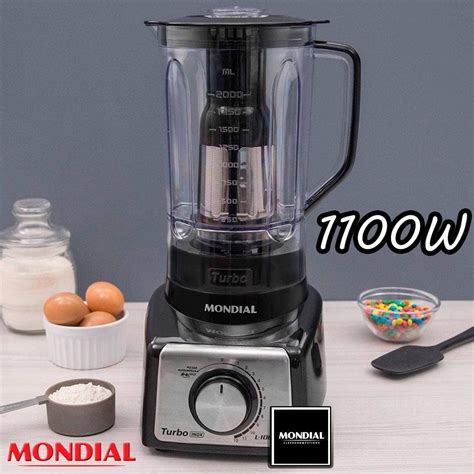 Liquidificador Mondial Turbo Inox L 1100 BI Preto Filtro 12