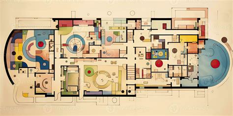 AI Generated. AI Generative. Abstract geometric floor plan design architecture top view pattern ...