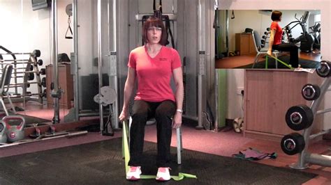 Seated Tricep Extension With A Theraband Youtube