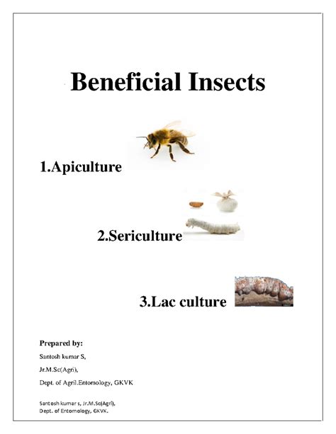 Beneficial Insect Santosh Kumar S Jr M Agri Beneficial Insects