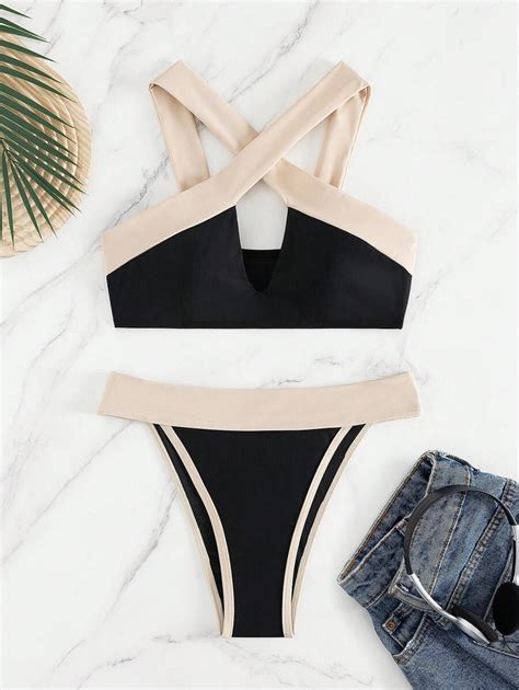 New Arrivals Fashionable And Sexy Color Block Bikini Swimsuit Women S