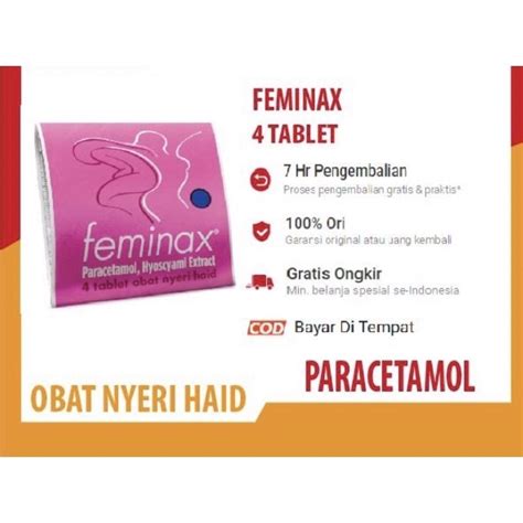 Jual FEMINAX PEREDA NYERI HAID 1 STRIP 4 TABLET Shopee Indonesia