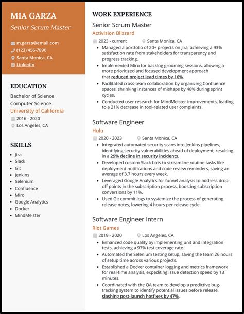 5 Senior Scrum Master Resume Examples For 2024