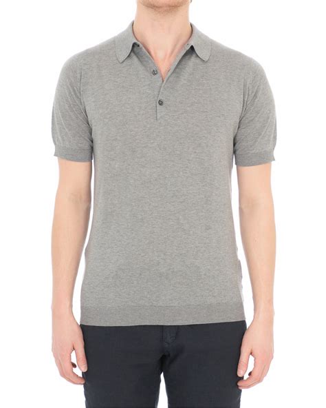 John Smedley Adrian Slim Fit Sea Island Polo Silver