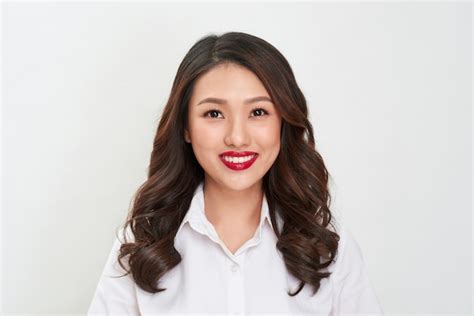 Premium Photo Passport Photo Portrait Of Asian Smiling Woman