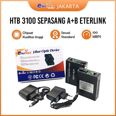 Jual Eterlink HTB 3100 A B 1 SET Fiber Optic Media Converter Netlink10