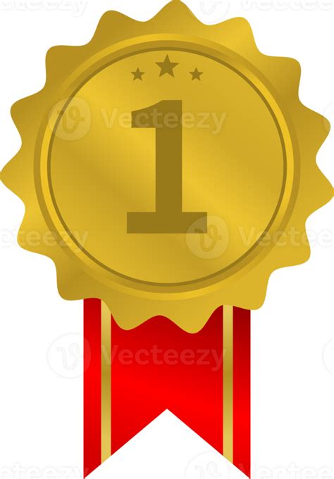 Gold Medal With Red Ribbon For First Place Pro Png 29759646 Png