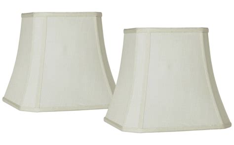 Set Of 2 Square Cut Corner Lamp Shades Creme Medium 8 Top X 16 Bottom X 11 Slant X 10 5 High