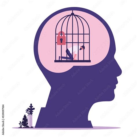 Head With Personal Mental Trap As Closed Cage Personal Growth Stuck