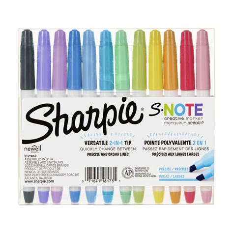 Sharpie S Note Creative Marker Set 12 Markers Highlighter Assorted Colors