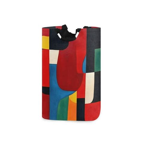 Red And Black Abstract Art Laundry Basket With Handles 50l Collapsible