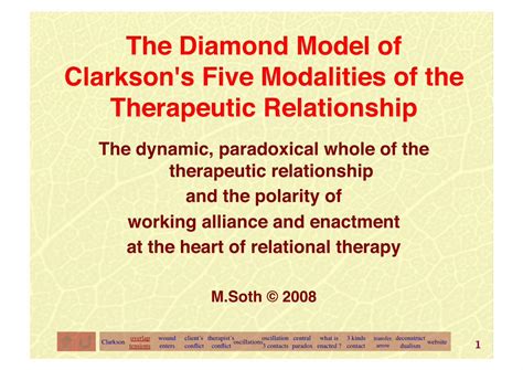 Pdf The Diamond Model Of Clarksons Five Modalities Of The