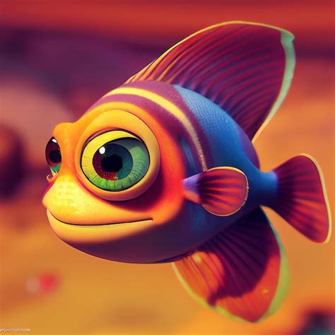 Poisson Avec Personnage De Dessin Anim De Grands Yeux Photo Premium