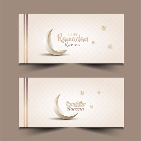 Conjunto De Saludos Isl Micos Ramadan Kareem Dise O De Banner Con Luna