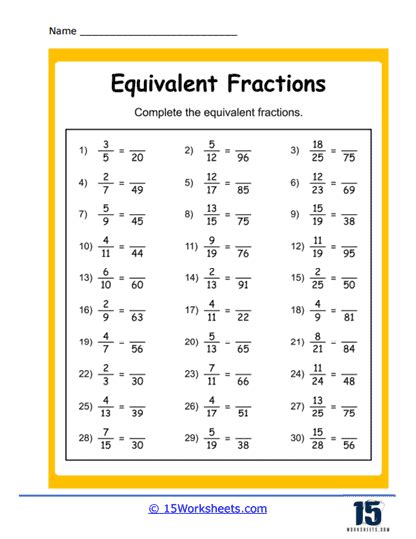 Equivalent Fractions Worksheets Worksheets Worksheets Library