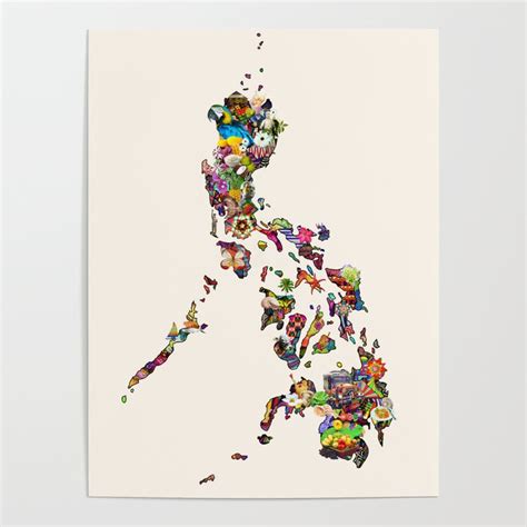 7107 Islands A Map Of The Philippines Poster By Qooeea Society6