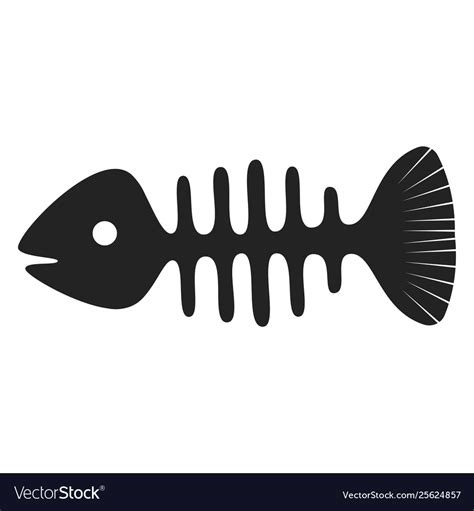 Fish Skeleton Icon Fishbone Symbol Black Vector Image