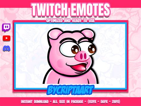 Pig Pog Twitch Emote Pogger Meme Emoji Amazed Cute Icons For Stream