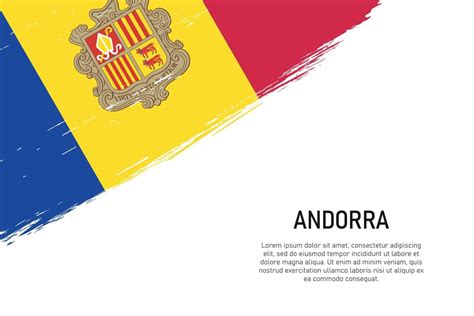 Grunge Styled Brush Stroke Background With Flag Of Andorra