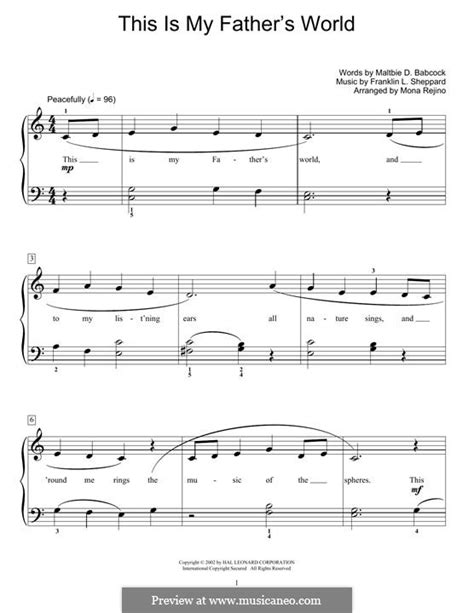 This Is My Father's World by F.L. Sheppard - sheet music on MusicaNeo