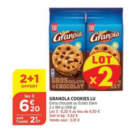 Promo Granola Cookies Lu Chez Bi Icatalogue Fr