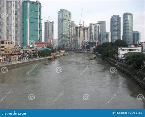 View Of The Pasig River From A Bridge, Makati City, Philippines Royalty ...