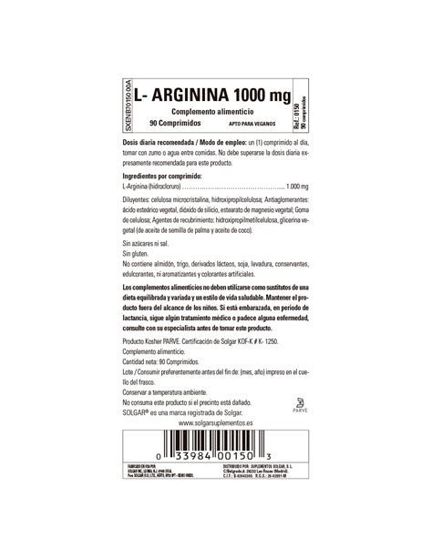 Compra Solgar L Arginina Mg A Precio De Oferta