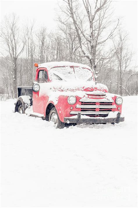 Red Farm Truck In Winter Photograph By Edward Fielding Fine Art America