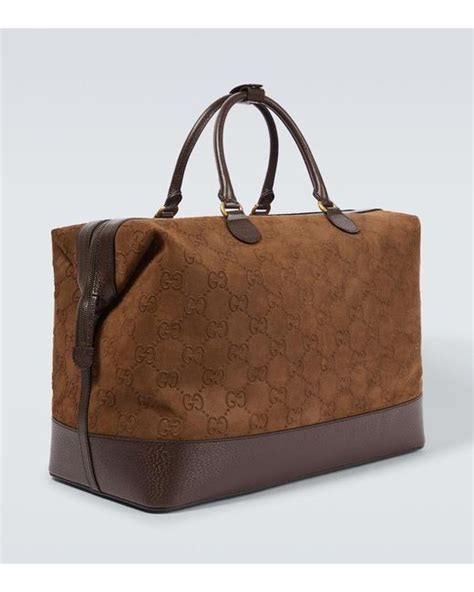 Gucci Gg Suede Duffel Bag In Brown For Men Lyst