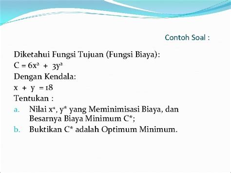 Optimasi Multivariat Dengan Kendala Persamaan Oleh Hafidh Munawir