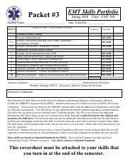 Skill Sheets EMT 1 Pdf Packet 3 Student Name Skill 1 2a 2b 3 4 5