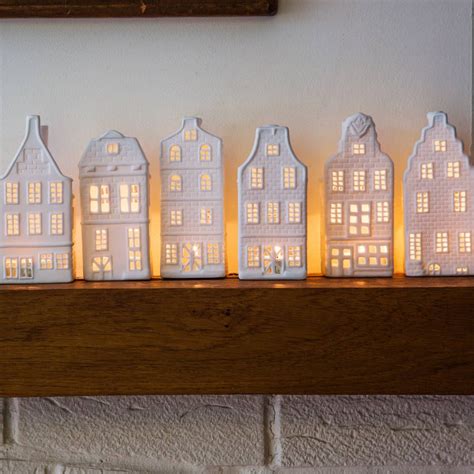 Gorgeous Porcelain Dutch Canal House Tea Lights Designed In The