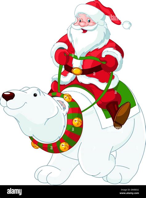 Santa Claus Riding On Polar Bear Stock Vector Image Art Alamy