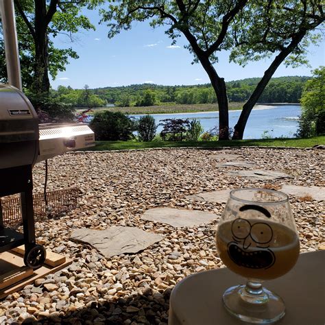 Meat Church Wings, Monkish Beer, and a beautiful view of my Woodwind 36 and the Charles River ...