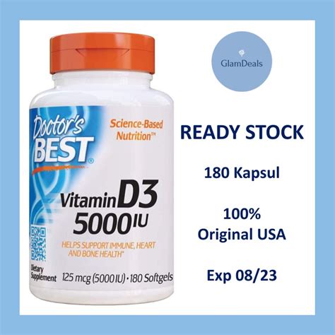 Jual Doctor Best Vitamin D3 125 Mcg 5000 Iu 180 Softgel Shopee